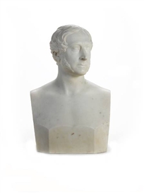Hiram Powers, A white marble bust of a Gentleman