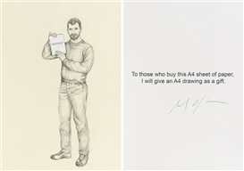 Ahmet Öğüt, To those who buy this A4 sheet of paper, I will give an A4 drawing as a gift