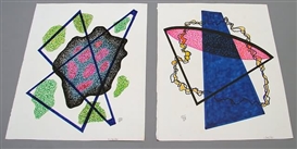 Dwinell Grant, Two Non-Objective colored ink drawings