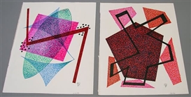 Dwinell Grant, Two Non-Objective colored ink drawings