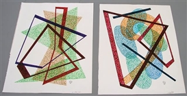 Dwinell Grant, Two Non-Objective colored ink drawings