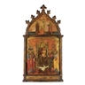 Taddeo Gaddi, Madonna and Child enthroned, with six prophets: Jesaja, David, Moses, Solomon, Jeremiah, and Haggai, together with a Crucifixion with Mary, Mary Magdalene and Saint John