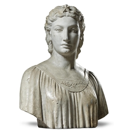 Hiram Powers, A bust of a woman, possibly allegorical of America