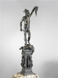 Benvenuto Cellini, [A BROWN PATINATED BRONZE FIGURE OF 'PERSEUS' ON A BRONZE BASE, ITALIAN, LATE 19TH CENTURY, AFTER BENVENUTO CELLINI]