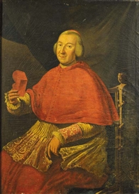 Pompeo Girolamo Batoni, Ritratto del cardinale Vincenzo Maria Altieri (1724-1800) seduto con un tendaggio verde sullo sfondo