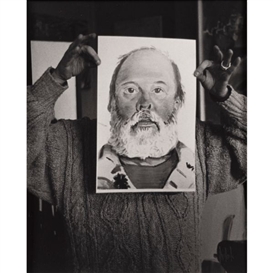 Ray Charles White, GELDZAHLER HOLDING PORTRAIT THAT HOCKNEY MADE OF HIM, VERS 1988