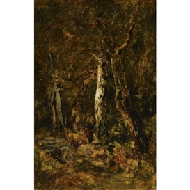László Paál, FOREST LANDSCAPE WITH FIGURE