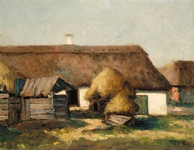 László Paál, FARMYARD WITH HAYSTACKS