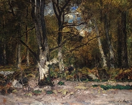 László Paál, BIRCH FOREST WITH FAGGOT GATHERER