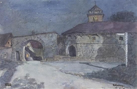 Arthur E. Becher, Rothenburg; Dinkelsbuhl-Rothenburger Gate; Dachau; Rothenburg; Harburg; Donauworth (Village); Donauworth (Street); Rothenburg (Night); Harburg (Castle); Nordlingen