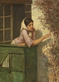 William Morris Hunt, Young Woman on a Balcony