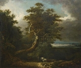 WALDWEG MIT PFERDEGESPANN