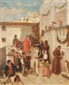 Raffaele Armenise, Hustle and Bustle in front of a Church decorated with Flowers