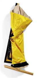 Angela de la Cruz, Self Clutter (Yellow-Dark Green)
