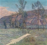Max Kahrer, "Sunny Scene in the Au with the Bisamberg"