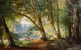 Carl Frederik Aagaard, Deer beside a lake