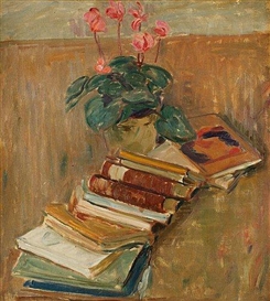 Karl Oscar Isakson, Still life with flowers and books