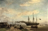 Willem Antoine van Deventer, A dockyard on the Northern shore of Amsterdam Harbour