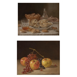 John F. Francis, Still Life with Oysters; Still Life with Grapes and Apples
