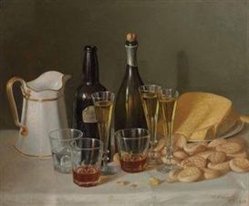 John F. Francis, Still Life with Cheese and Wine