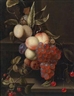Cornelis de Heem, A still life of fruit on a stone panel