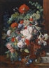 Jan van Huysum, A still life of flowers with a bird’s nest