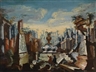 Antonio Stom, Architectural capriccio with two male figure looking at ancient ruins