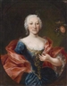 Austrian School, 18th Century, Portrait of a noble lady, with an unidentified alliance coat of arms at upper right