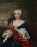 Constantyn Netscher, Portrait of a lady against a landscape backdrop