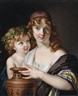Francois-Andre Vincent, A scene in the style of antiquity, with a young woman carrying a narrow-necked Greek vase and a boy crowned with a laurel wreath