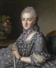 Guillaume Voiriot, Portrait of an elaborately dressed lady carrying a miniature portrait of her husband on a bracelet set with brilliants