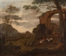 Nicolaes Berchem, 2 works: A landscape with shepherds and their flock; Shepherds resting in a landscape