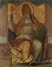 Italian School, 16th Century, 2 works: Seated holy pope (inscribed: PELA/IO) and seated female saint with a charcoal brazier (pendants)