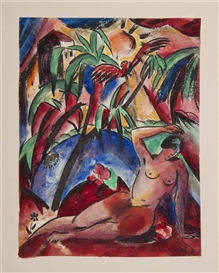 Josef Eberz, Reclining Nude in Jungle