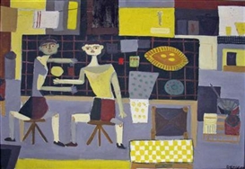 Dany Lartigue, TWO FIGURES IN AN INTERIOR