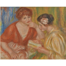 Pierre-Auguste Renoir, LA LECTURE, DEUX FEMMES AUX CORSAGES ROUGE ET ROSE