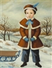 Thomas Attardi, Portrait of young girl with sled in winter setting