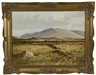 Arthur H. Twells, Landscape scene with mountains in background and three figures digging peat