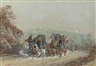 Charles B. Newhouse, Three works : The Portsmouth and Guildford mail coaches passing on the Guildford Road ; Arrival at Gretna; A stagecoach in an autumnal landscape