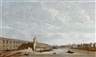 Abraham De Verwer, View of the Grande Galerie des Musée du Louvre in Paris, seen from the West with the Seine, Porte Neuve, Tour du Bois and Pont Neuf