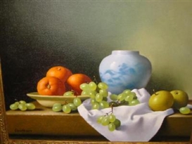 Christopher Cawthorn, 2 works: Still Life with Fruit and Vessels
