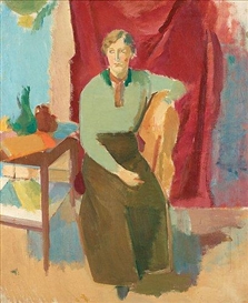 Karl Oscar Isakson, Sitting woman in green blouse