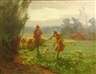 William Cave Day, Shepherds and their flock in a meadow
