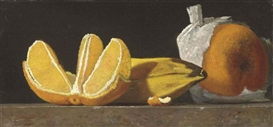 John Frederick Peto, Still Life with Oranges and Banana