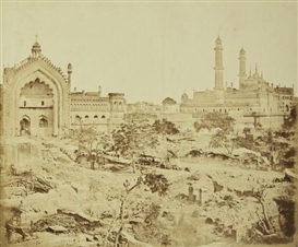 Felice A. Beato, 2 works: The Rumi Gate and Emanbarra, Lucknow; Bailey Guard Gate from the Inside