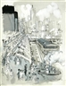Jean-Philippe Pages, The French Line dock - New York, a view from the S.S. Liberte