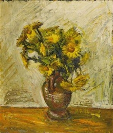 Anton Räderscheidt, Flower still life in brown Jug