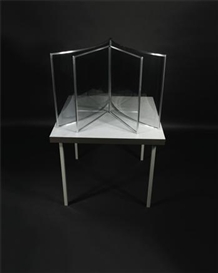 Dan Graham, Pavillon, semi-circular 2-way mirror