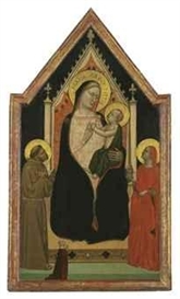 Bernardo Daddi, The Madonna and Child enthroned with Saints Francis and Mary Magdalen and a female donor