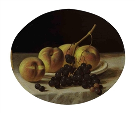 John F. Francis, Pears and grapes on a draped table
